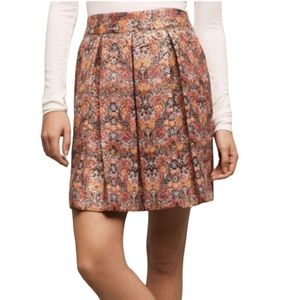 Anthropologie Maeve Rosia Metallic Brocade Flared Pleated Skirt - M
